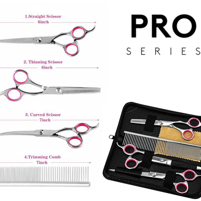 Pet Dog Grooming Scissors Stainless Straight Curved Thinning Shears