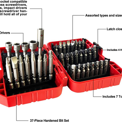 37 Piece Impact Screwdriver Bit Set Nut Driver Torx Phillips Tool