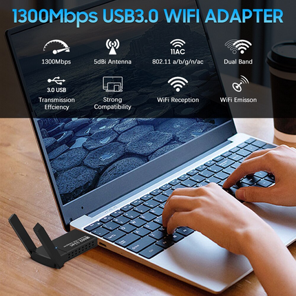USB 3.0 Wireless WIFI Adapter 1300Mbps Long Range Dongle Dual Band