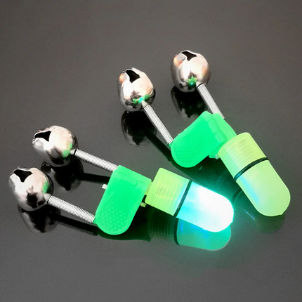 10/40 PC LED Night Fishing Bite Bait Alarm 2 Bells Light Rod Tip Clip