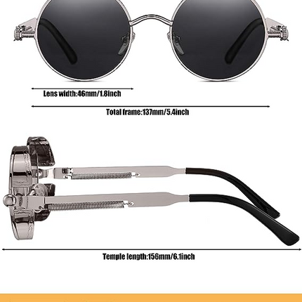 Retro Round Polarized Sunglasses Men Women Vintage Gothic Steampunk