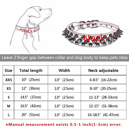 Spiked Studded Leather Dog Collar Rivets Pet Small Large Cat Pit Bull