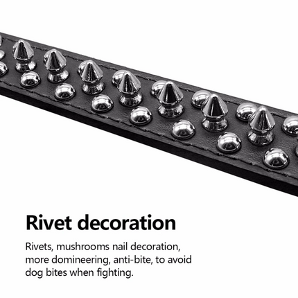 Spiked Studded Leather Dog Collar Rivets Pet Small Large Cat Pit Bull