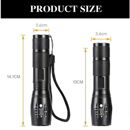 Super-Bright 90000LM LED Tactical Flashlight 5 Modes Zoomable Torch