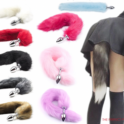 False Fox Tail With Metal Anal-Butt Plug Buttplug Cosplay Game Toy