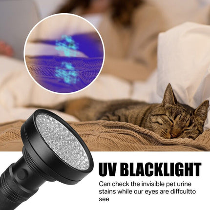 UV Ultraviolet Light 100 LED Flashlight BlackLight 395nM Inspection
