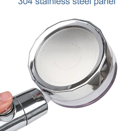 High Pressure Shower Head Adjustable 360° Rotation Turbine Water