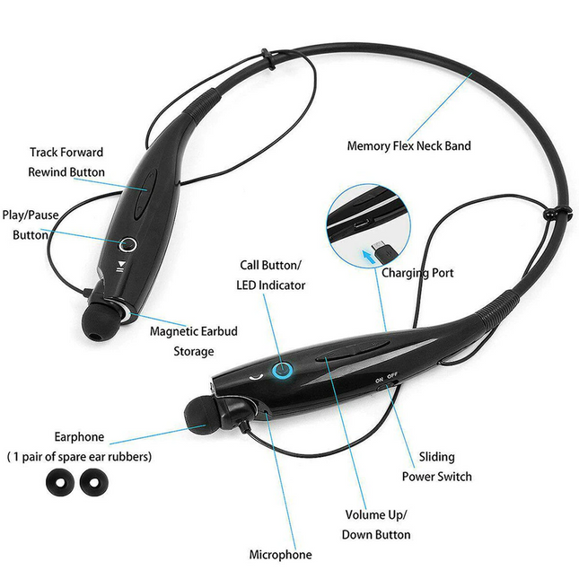 Bluetooth Neckband Wireless Headphones Mic Headset Stereo Earbuds