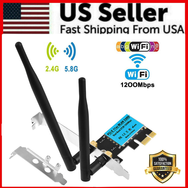 WiFi 1200Mbps Desktop PCIe Adapter 2.4G/5G Dual Band AX210 802.11AX