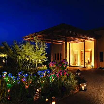 Solar Garden Lights LED Flower Stake Lamp Outdoor Yard Waterproof