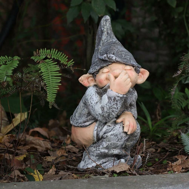 Pooping Naughty Gnome Miniature Statue Funny Resin Dwarf Home Garden