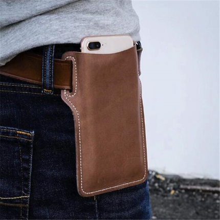 Men Cell Phone Belt Pack Bag Loop Waist Holster Pouch Case Leather