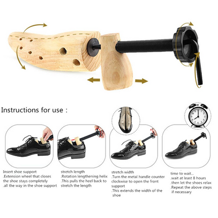 2-Way Wooden Adjustable Shoe Stretcher Expander Men Women Boot Size US