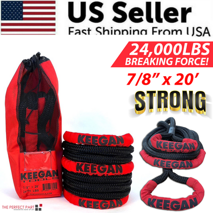 KEEGAN TOOLS 1.25"x30' Kinetic Energy Recovery Rope 46000 lbs Tow Rope