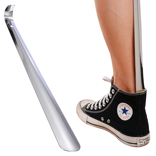 22in Extra Long Handle Shoe Horn Stainless Steel Metal Shoes Remover