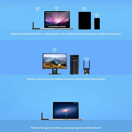 USB 3.0 Wireless WIFI Adapter 1300Mbps Long Range Dongle Dual Band