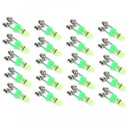 10/40 PC LED Night Fishing Bite Bait Alarm 2 Bells Light Rod Tip Clip