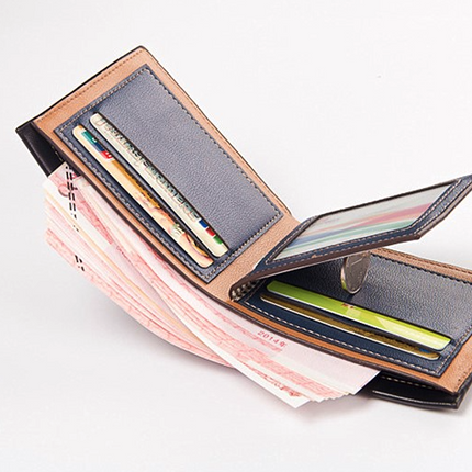 Men's Bifold Leather Credit ID Card Holder Wallet Billfold Purse