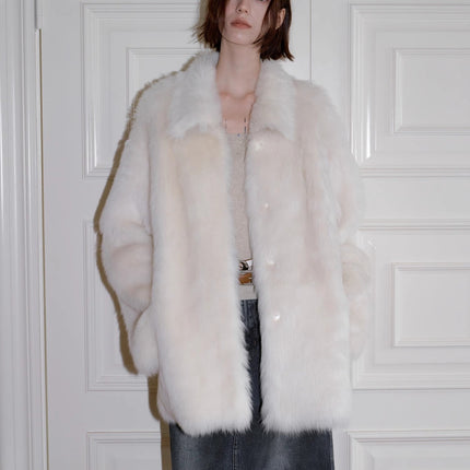"Autumn Exclusive" Imported Toscana Shearing short lapel fur coat