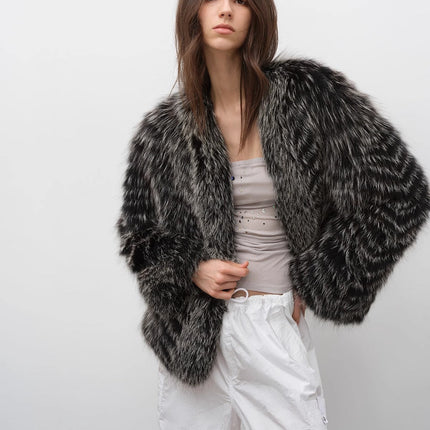 "Polar Night Star" imported sagafurs fox fur coat whole fox fur coat