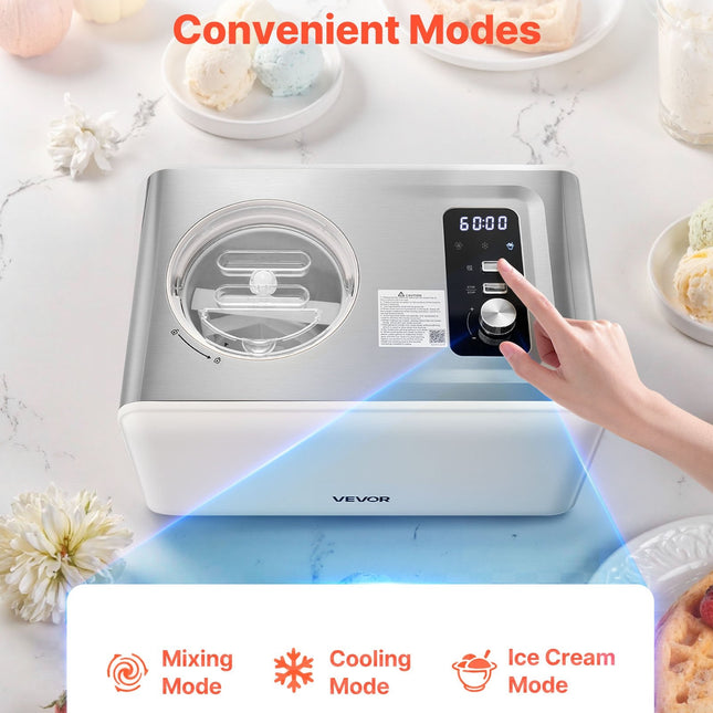 2 Quart Automatic Ice Cream Maker With Built-in Compressor No