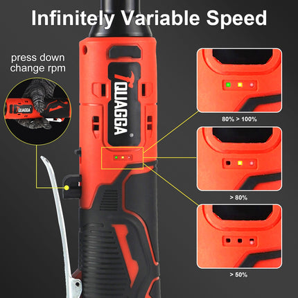 TQUAGGA Cordless Electric Ratchet Wrench Set, 12V, 45ftlbs,Variable