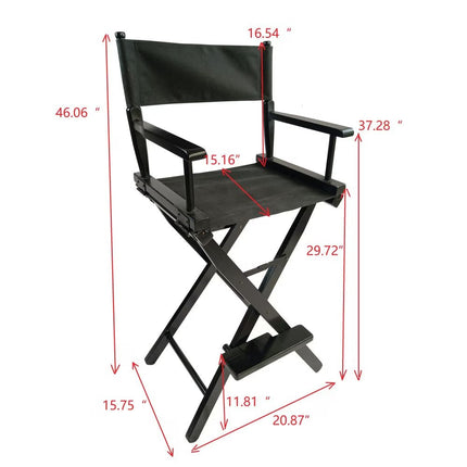 Casual Home Director's Chair, Black Frame Black Canvas,Suitable For
