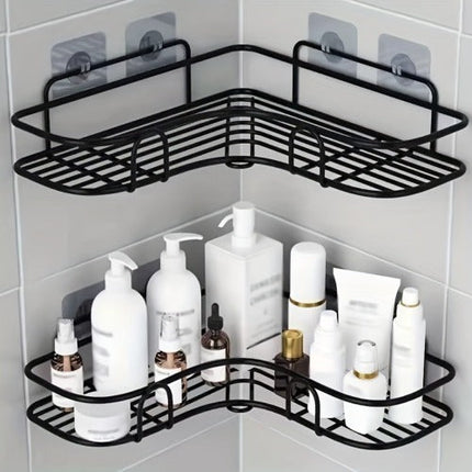 1pc Wall Mounted Bathroom Shelf, Shower Caddy Rack, No Punching
