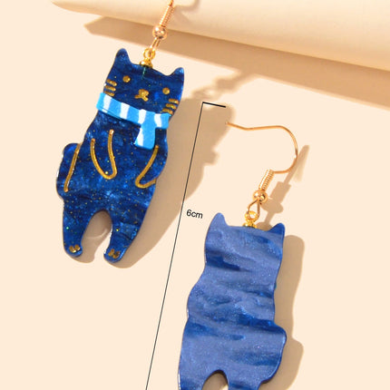 Funny Acrylic Blue Scarf Cat Dangle Drop Creative Unique Cartoon Pet