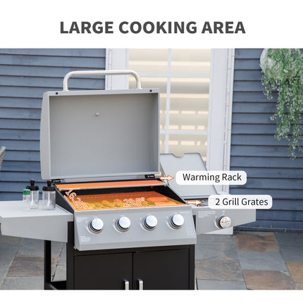 52" Barbecue Grill with Wheels 4+1 Burner Liquid Propane Gas Grill