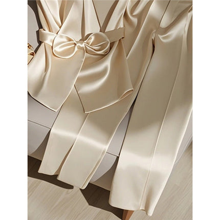 Women's Western Style Fashionable Champagne Blouse and Trousers Set