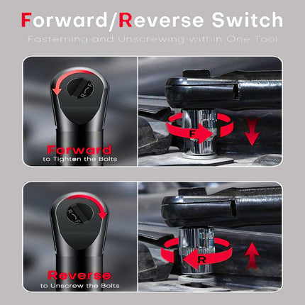 TQUAGGA Cordless Electric Ratchet Wrench Set, 12V, 45ftlbs,Variable