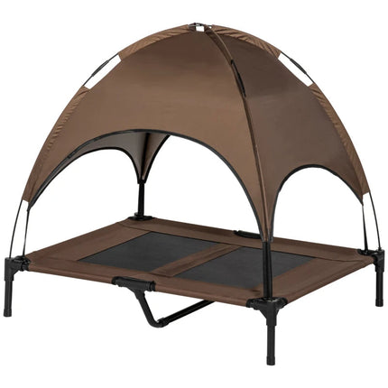 PawHut Elevated Portable Dog Cot Pet Bed With UV Protection Canopy
