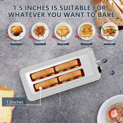 4-Slice Toaster, Extra Wide Long Slot Toaster, 6 Browning Settings,