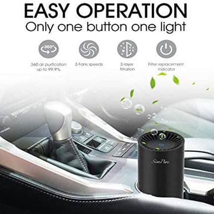 True HEPA Air Purifier Filter For Car Smoker Air Cleaner Ionizer TVOCs