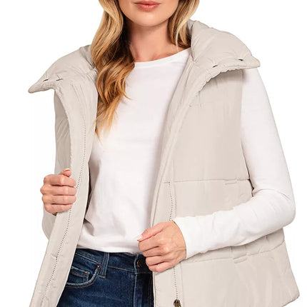 Zenana High Neck Zip-Up Vest Coat