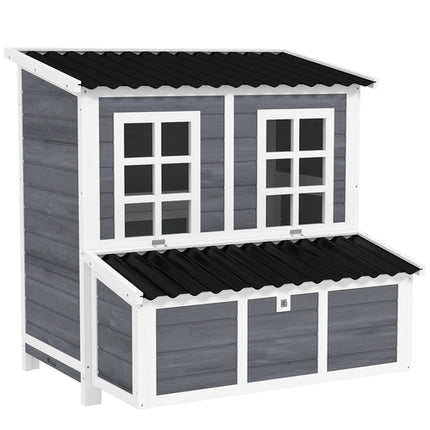 Wooden Chicken Coop With Nesting Box, Pull-Out Tray, Waterproof Roof,