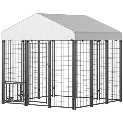 5.9 X 5.9 X 6 Outdoor Dog Kennel With Roof, Rotating & 4-Level