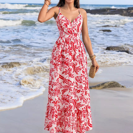 Printed Spaghetti Strap Midi Dress