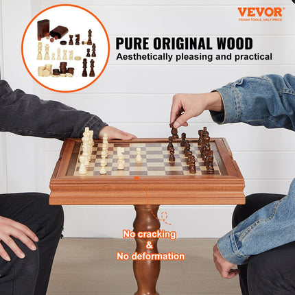 3-IN-1 Chess Checkers Backgammon Table Set, 18 Inch Premium Wooden