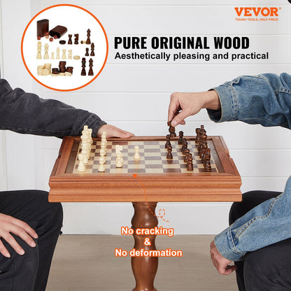 3-IN-1 Chess Checkers Backgammon Table Set, 18 Inch Premium Wooden