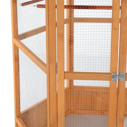 69" Wooden Hexagonal Outdoor Aviary Flight Bird Cage With Covered