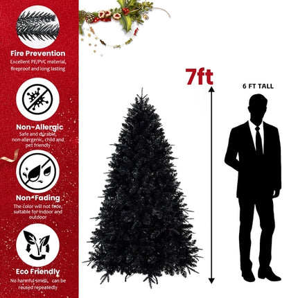 Prelit Black Christmas Tree With White Lights Artificial Fake