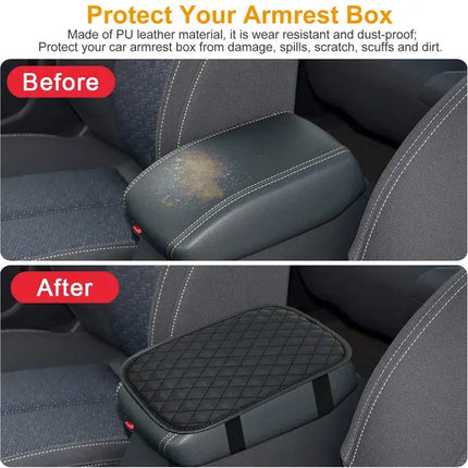 Car Armrest Pad Cover PU Leather Auto Center Console Seat Box Cover