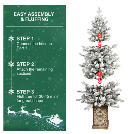 4ft Pre-lit Potted Porch Christmas Tree Small Slim Christmas Tree With