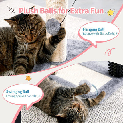 Small 4-in-1 Cat Tree Tower With Self-grooming Brush And Natural Sisal