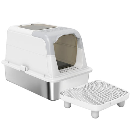 Extra Large Stainless Steel Litter Box, Enclosed Cat Litter Box with