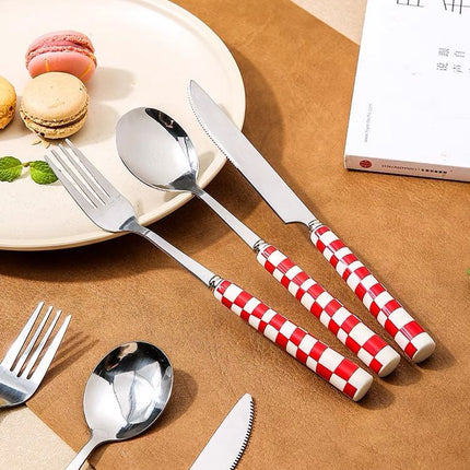 6 - Pack Modern Checkered Flatware Sets ( $4 / count )