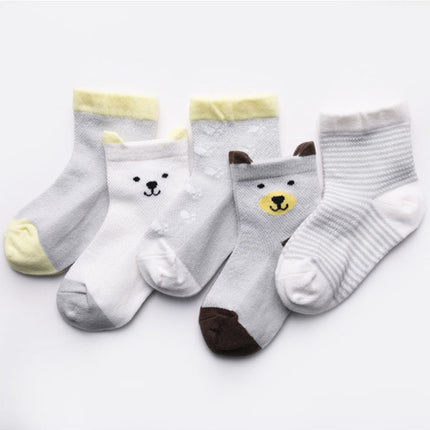 Children's Socks Pack of 5 Colors Breathable Summer Cotton Socks for