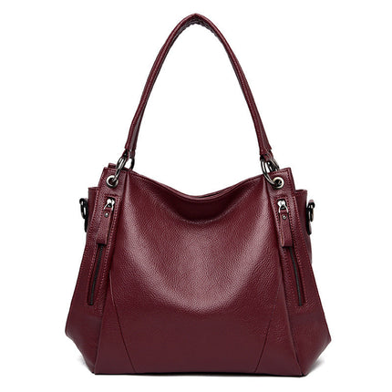 Soft Leather Boston Style Handbag For Women